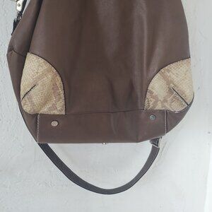 Arbo genuine leather btown purse with snake skin details